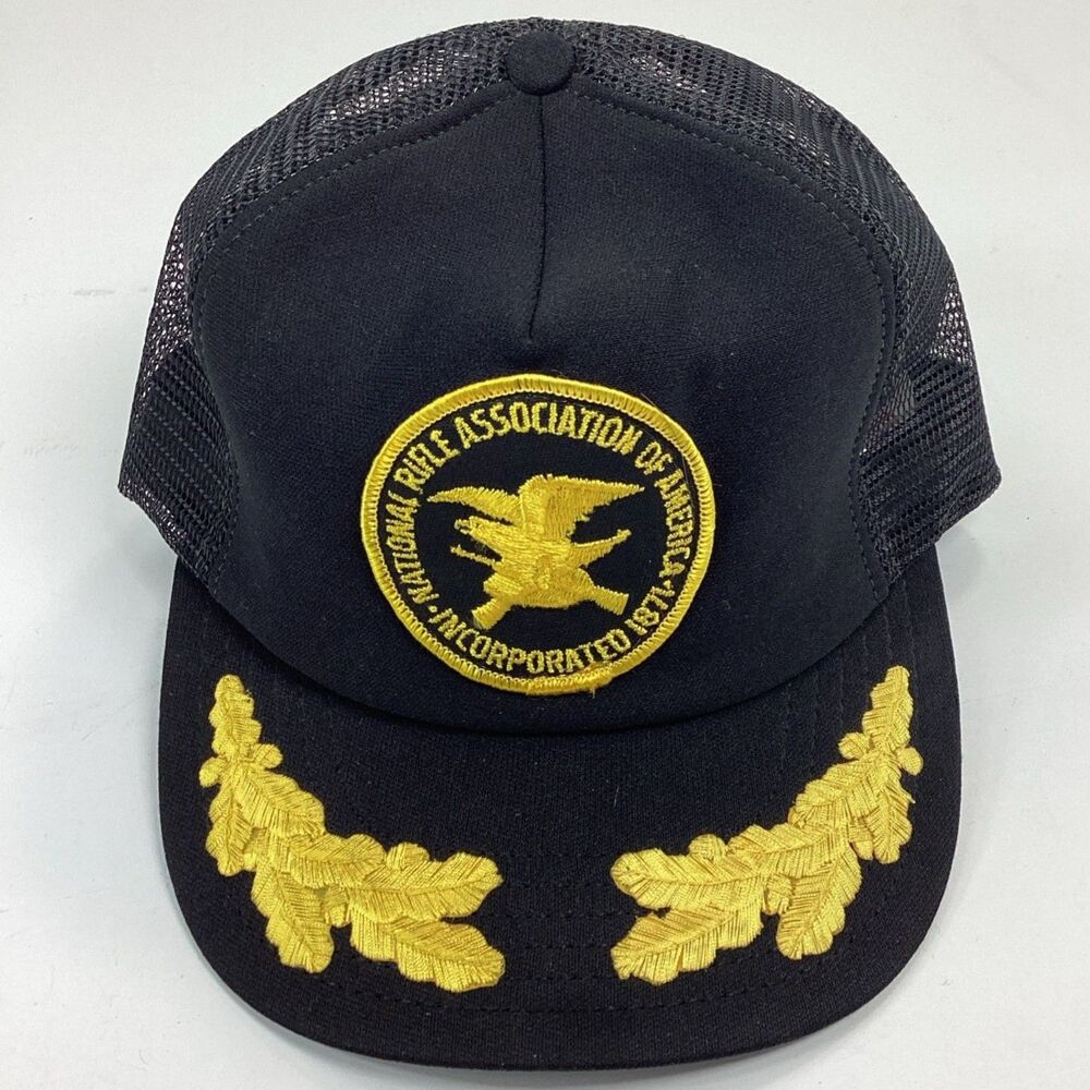 Vintage NRA Black Mesh Trucker Hat Snapback Made In USA One Size